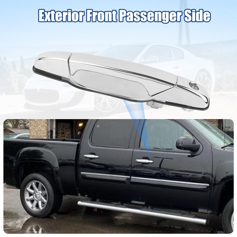 NPAUTO Front Passenger Door Handle Right Side Exterior Chrome Replacement for Chevy Silverado, Tahoe, Avalanche, Suburban, GMC Sierra, Yukon XL, Cadillac Escalade, 2007 2008 2009 2010 2011 2012 2013, 80545 - Image 2
